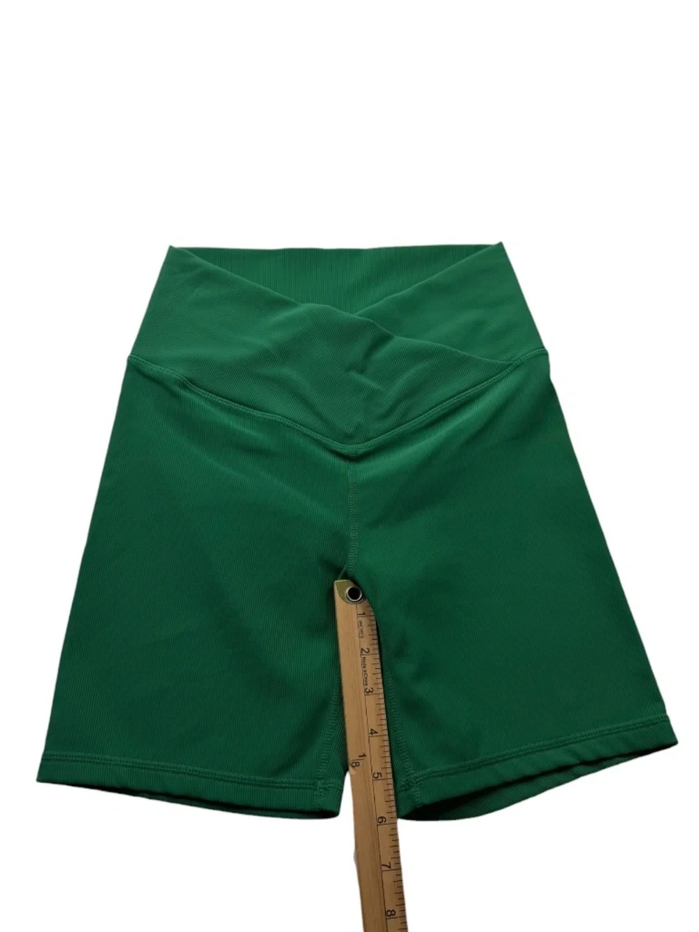 WILO Green Crossover High Waist Ribbed Biker Shorts Small